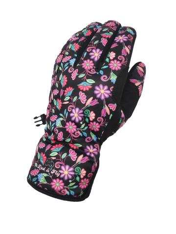 Patterned Waterproof Gloves - Purple Daisies